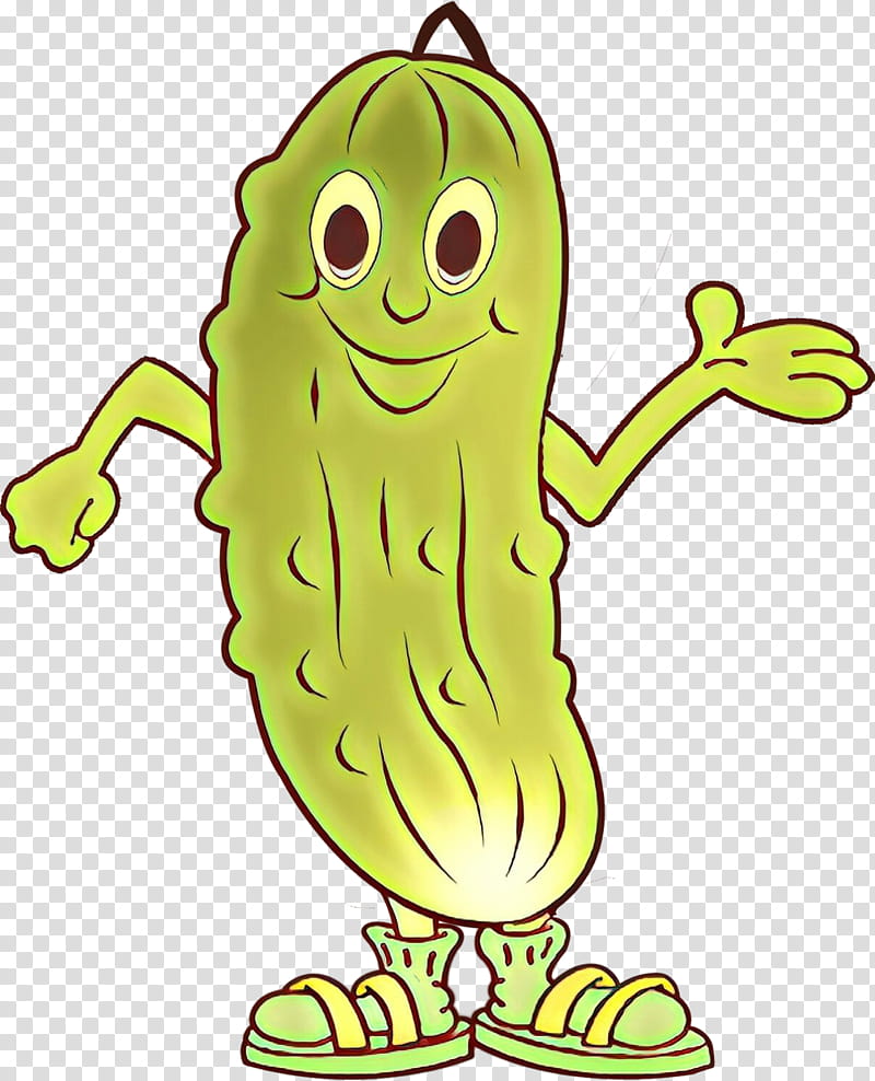 cartoon green yellow finger plant, Cartoon, Waving Hello, Line Art transparent background PNG clipart