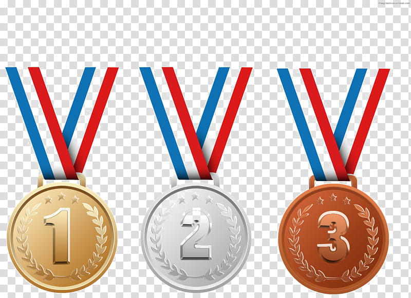 Cartoon Gold Medal, Silver Medal, Bronze Medal, Olympic Medal, Olympic Games, Brass, Ribbon, Award transparent background PNG clipart