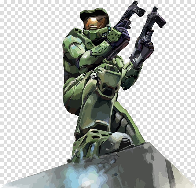 Halo  Master Chief, cartoon character holding rifle illustration transparent background PNG clipart