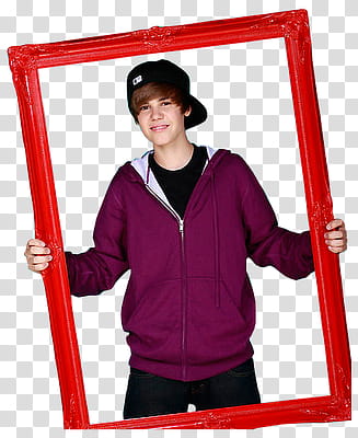 Super MEGA Justin Bieber, Justin Bieber holding red wooden frame transparent background PNG clipart