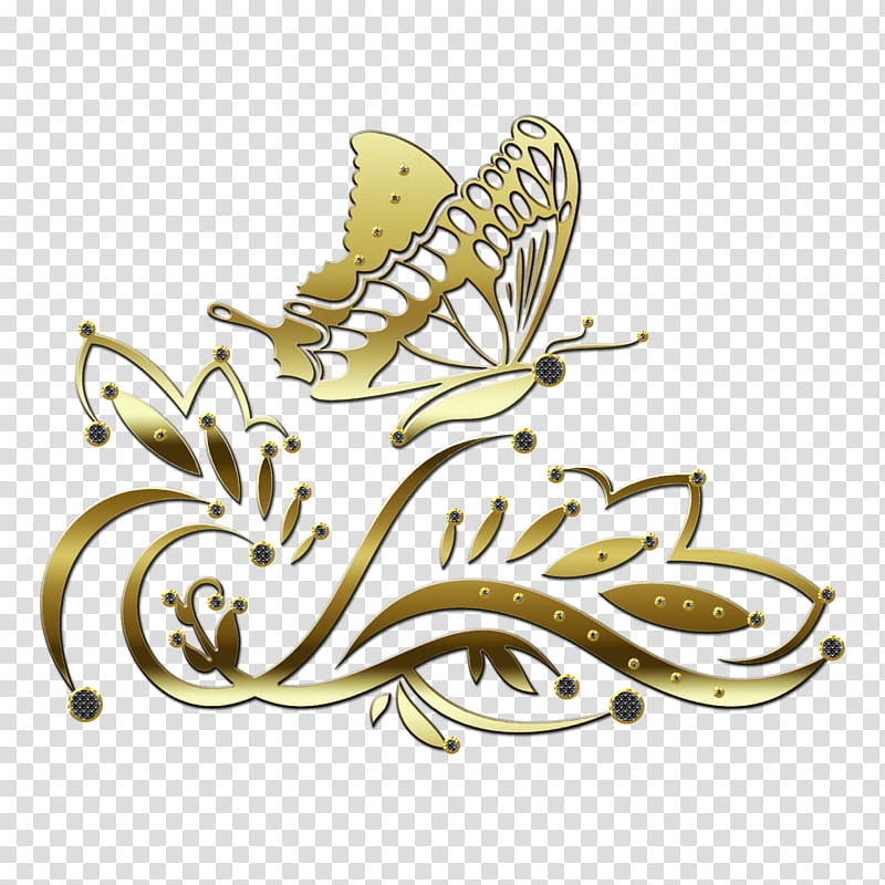 Graceful decorative embellishm, gold butterfly illustration transparent background PNG clipart