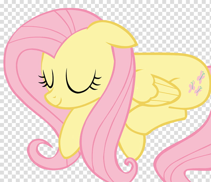 Sleeping Fluttershy, yellow and pink My Little Pony illustration transparent background PNG clipart