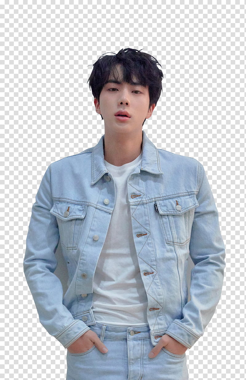 Taehyung BTS, blue denim jacket, png