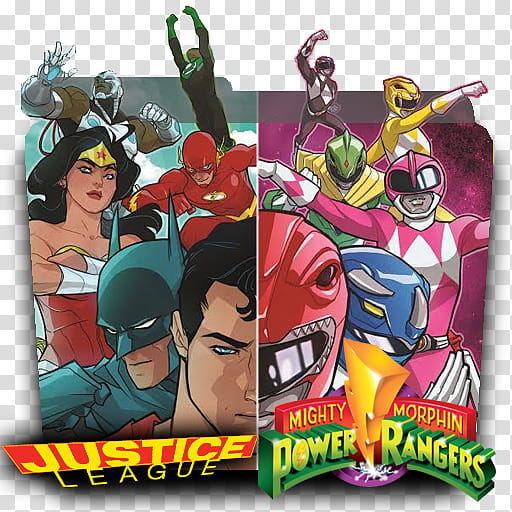 DC Rebirth MEGA FINAL Icon v, Justice-League-vs-Power-Rangers-v., Justice League and Power Rangers folder transparent background PNG clipart
