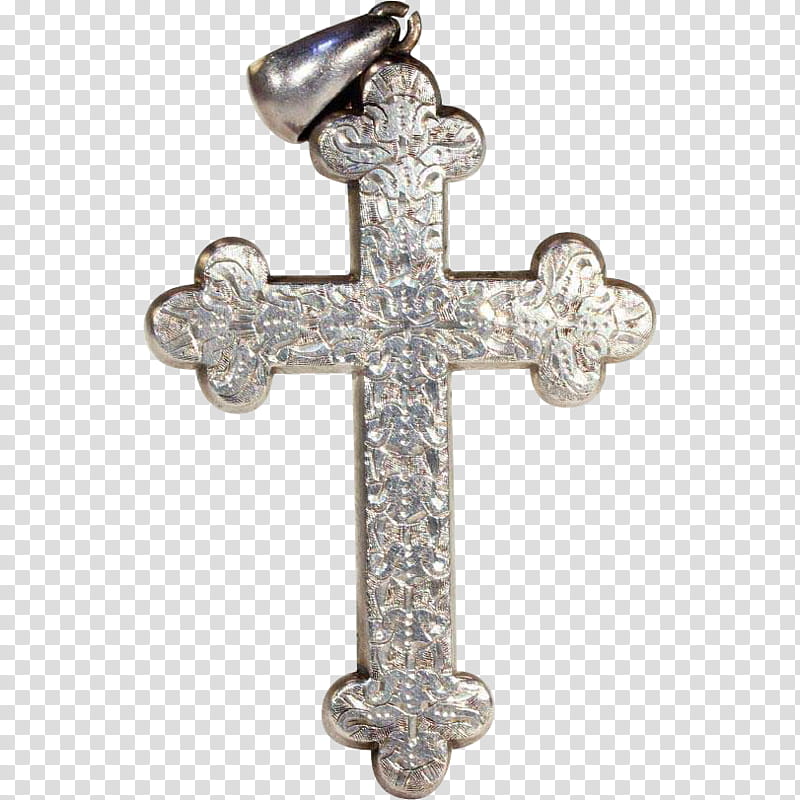 Cross Symbol, Silver, Christian Cross, Engraving, Jewellery, Crucifix, Pendant, Antique transparent background PNG clipart