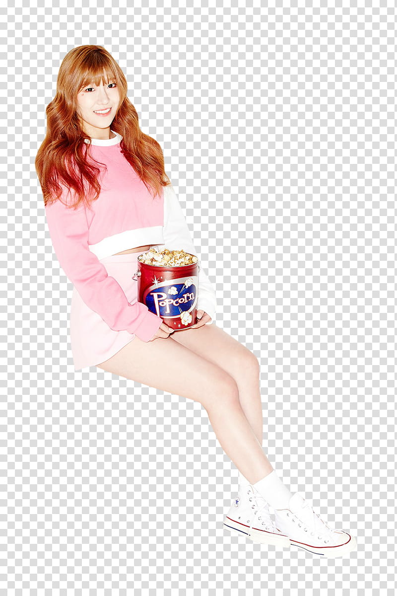 Cosmic Girls WJSN, woman wearing pink and white sweatshirt and skirt transparent background PNG clipart