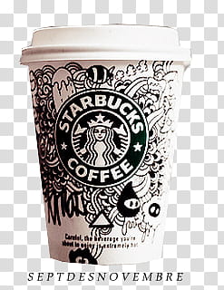 , white and black Starbucks Coffee-printed cup transparent background PNG clipart