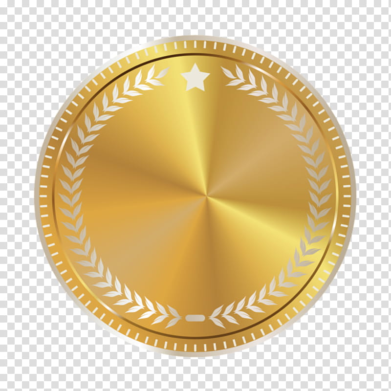 Cartoon Gold Medal, Badge, BORDERS AND FRAMES, Logo, Yellow, Metal, Circle, Coin transparent background PNG clipart