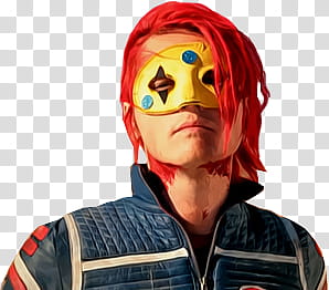 Costumes, Gerard Way wearing yellow mask transparent background PNG clipart