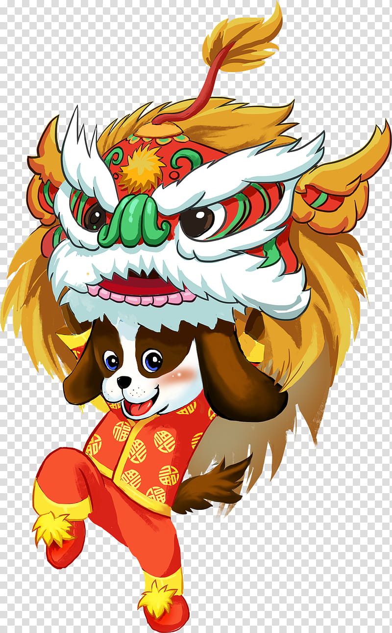 Chinese New Year Lion Dance, Bainian, 2018, Chinese Zodiac, Festival, Fu, Cartoon, Poster transparent background PNG clipart