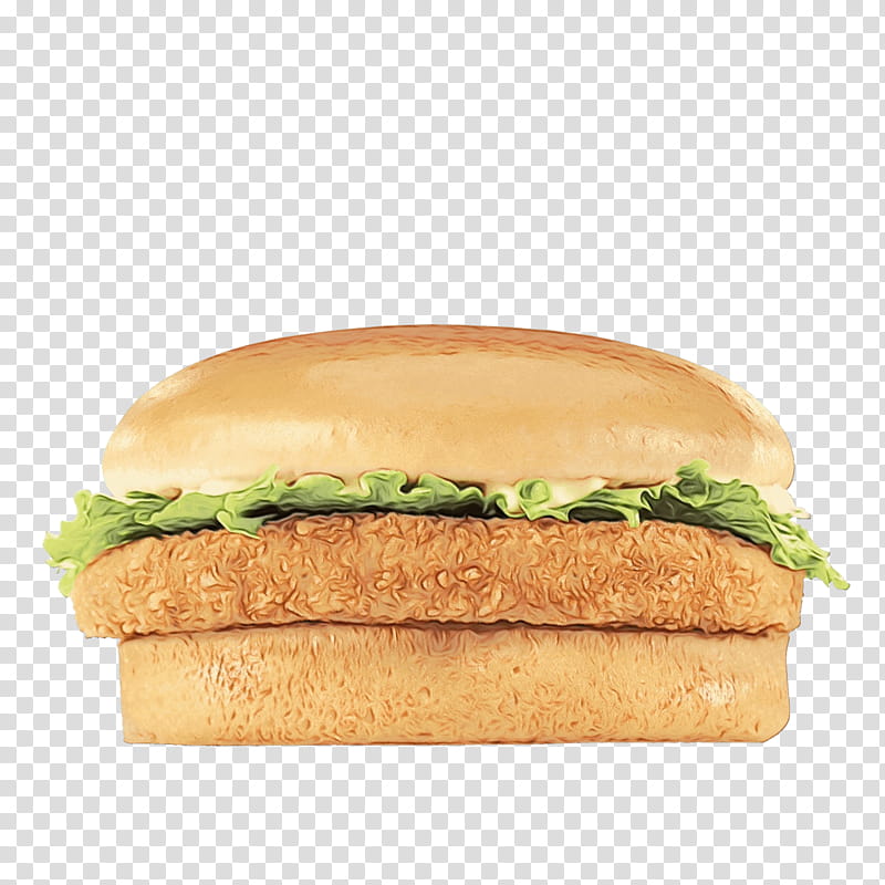 Hamburger, Watercolor, Paint, Wet Ink, Food, Dish, Fast Food, Original Chicken Sandwich transparent background PNG clipart