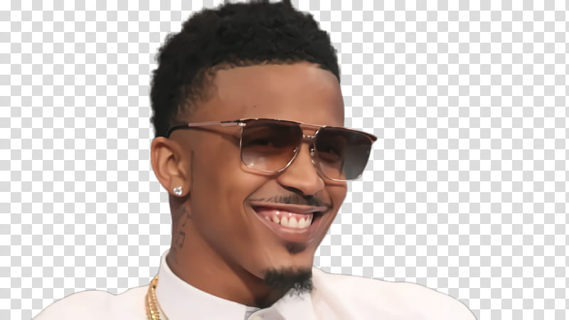 August, August Alsina, Singer, Glasses, Goggles, Sunglasses, Moustache, Closeup transparent background PNG clipart