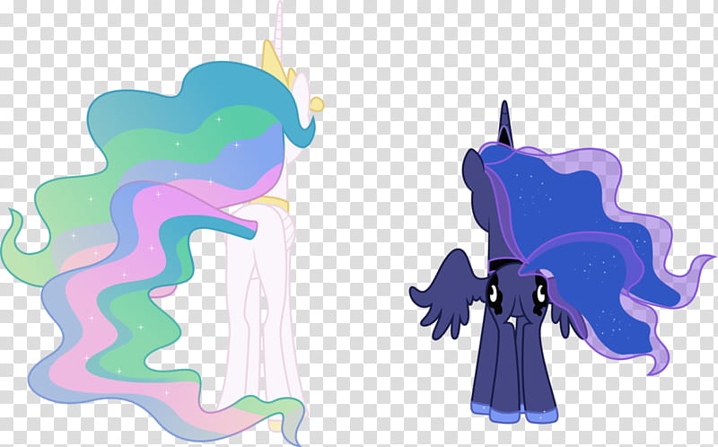 Princess Celestia and Princess Luna From Behind, purple unicorn character illustration transparent background PNG clipart