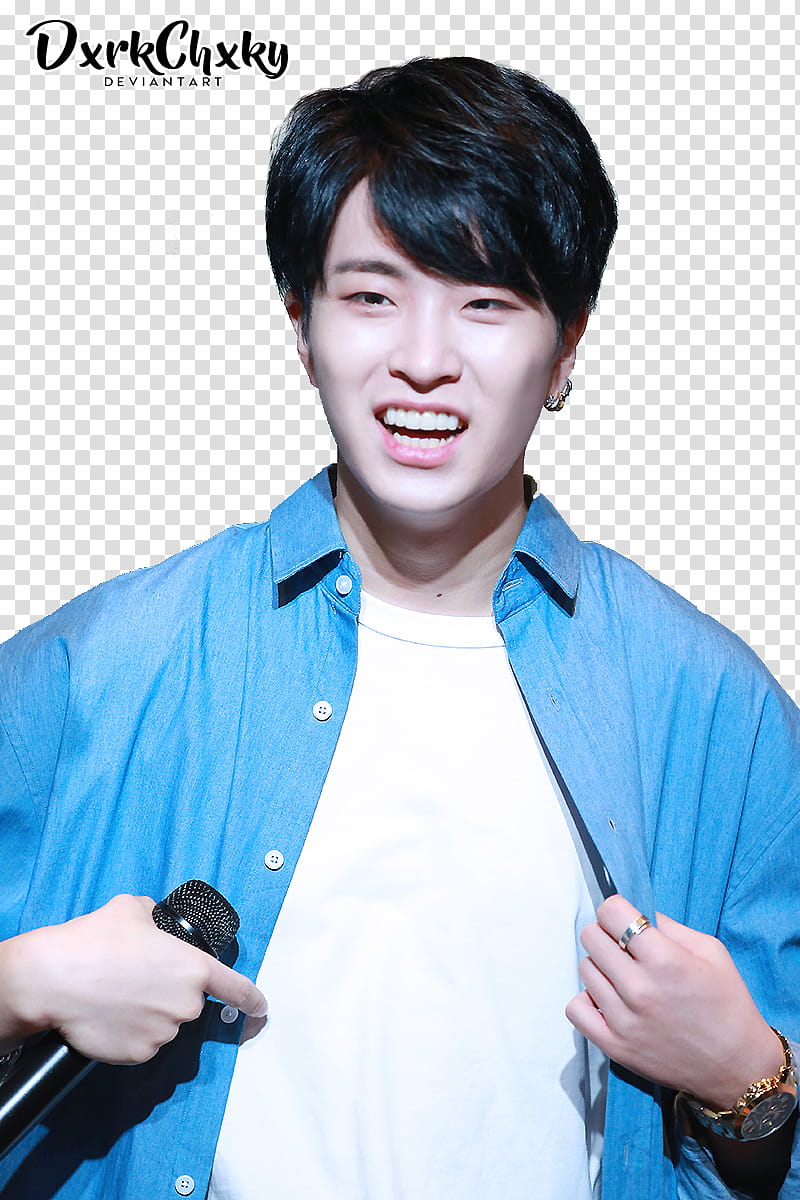Youngjae GOT, men's blue top transparent background PNG clipart