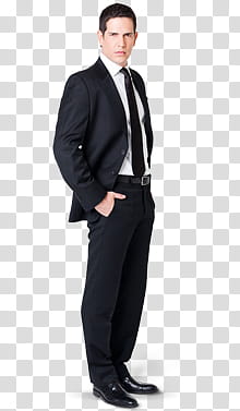 Violetta, man wearing black and white formal suit standing transparent background PNG clipart