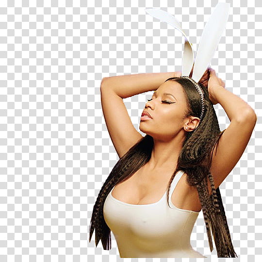 Nicki Minaj Pills N Potions , Nicki Minaj wearing white rabbit headband transparent background PNG clipart