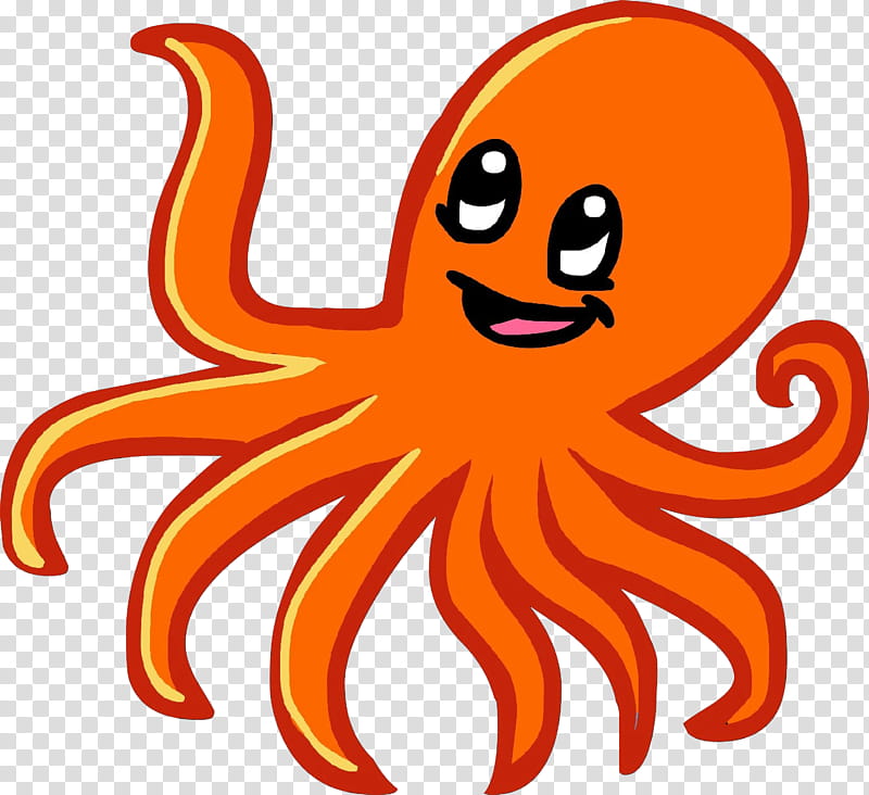 Orange, Cartoon, Giant Pacific Octopus, Marine Invertebrates transparent background PNG clipart