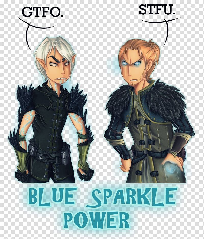 Sparkle, Blue Sparkle Power text with illustration of  male game characters transparent background PNG clipart