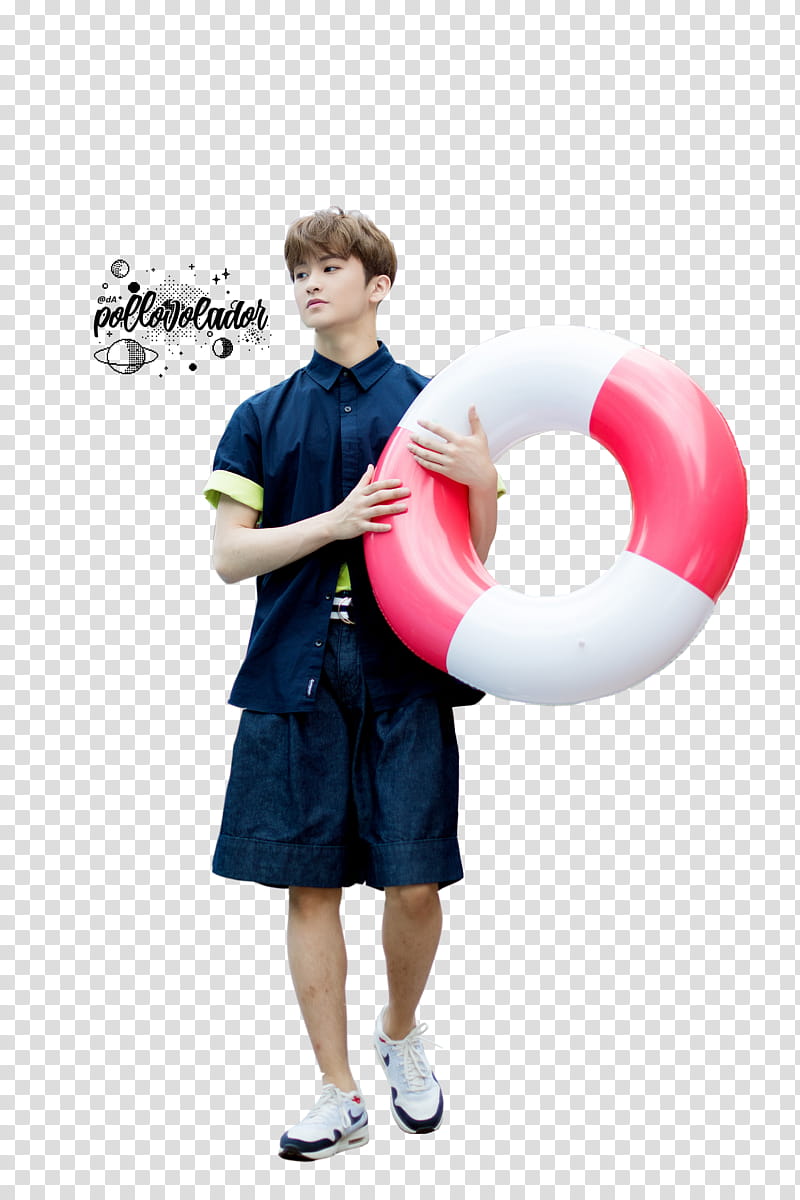 Mark Lee Summer Vacation, man holding pool float transparent background PNG clipart