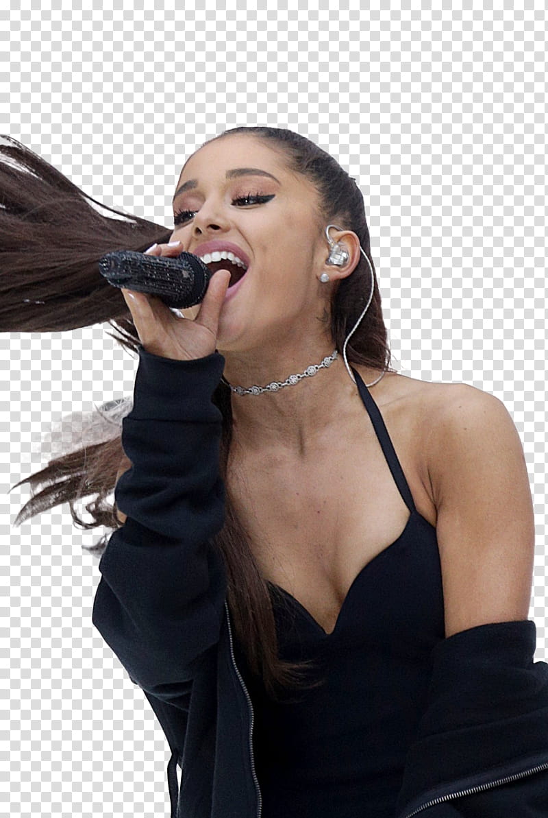Ariana Grande, Ariana Grande holding microphone transparent background PNG clipart