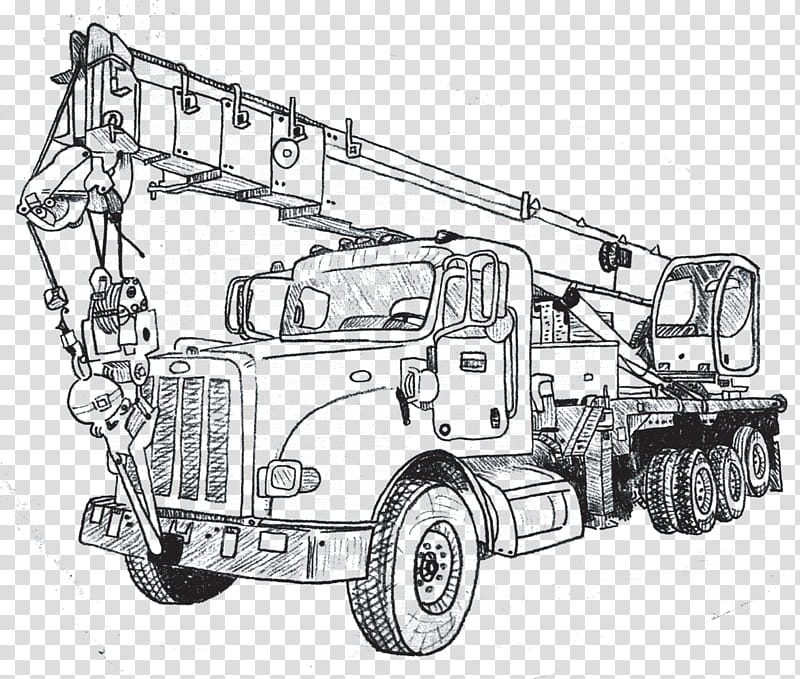 Book Black And White, Car, Drawing, Crane, Mobile Crane, Truck, Commercial Vehicle, Heavy Machinery transparent background PNG clipart