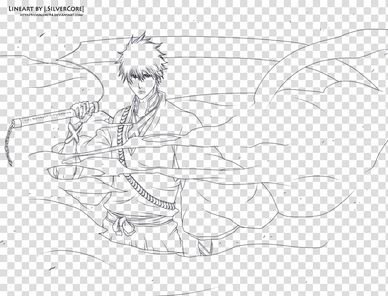 Bleach , Ichigo lineart transparent background PNG clipart