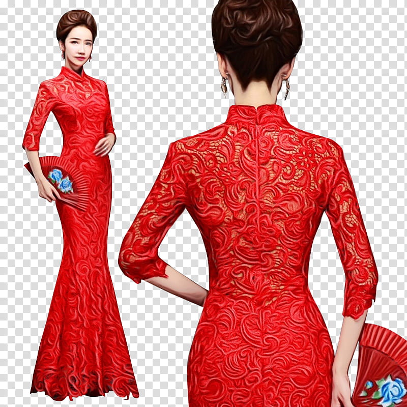 Wedding Art, Cheongsam, Dress, Wedding Dress, Mandarin Collar, Chinese Clothing, Sleeve, Lace transparent background PNG clipart