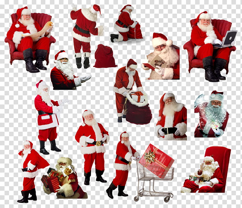 Papa noel, Santa Claus collage transparent background PNG clipart