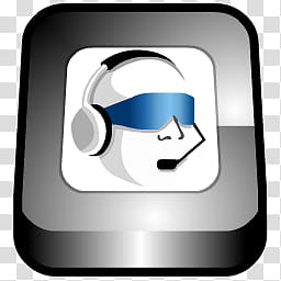 WannabeD Dock Icon age, Ventrilo, person's face with sunglasses and headset c transparent background PNG clipart