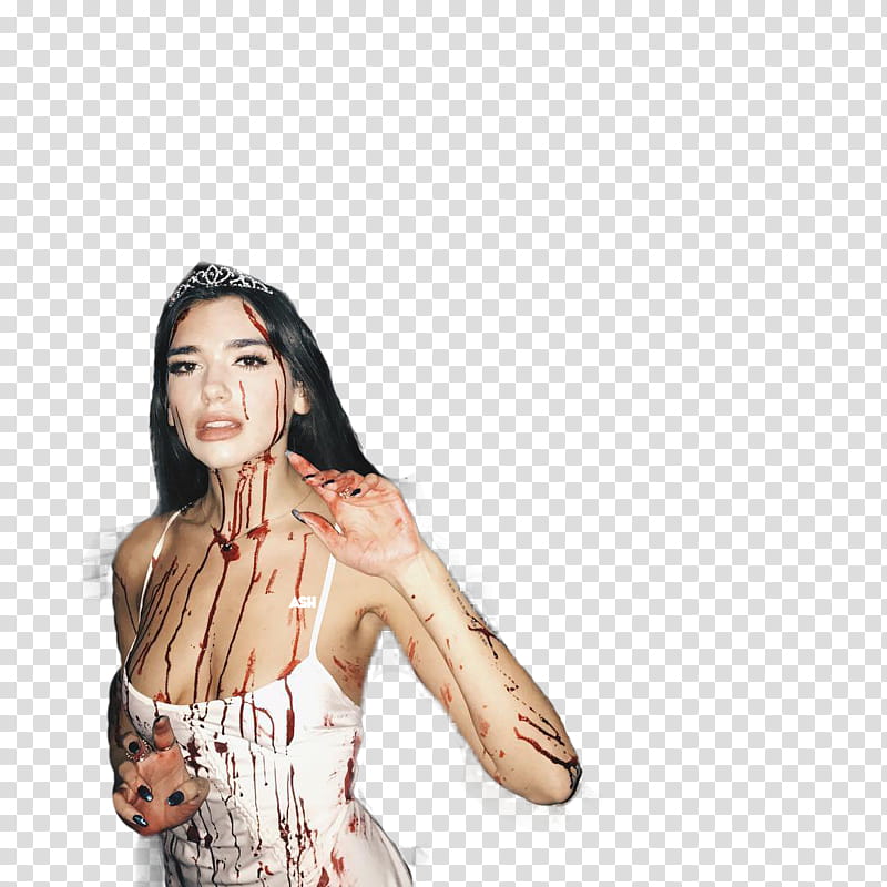 Dua Lipa Halloween, woman wearing white spaghetti strap top transparent background PNG clipart