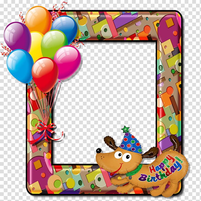 Party Background Frame, Dog, Balloon, Puppy, Cartoon, Toy, Party Supply, Frame transparent background PNG clipart