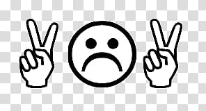 , peace sign and sad emoticon illustration transparent background PNG clipart