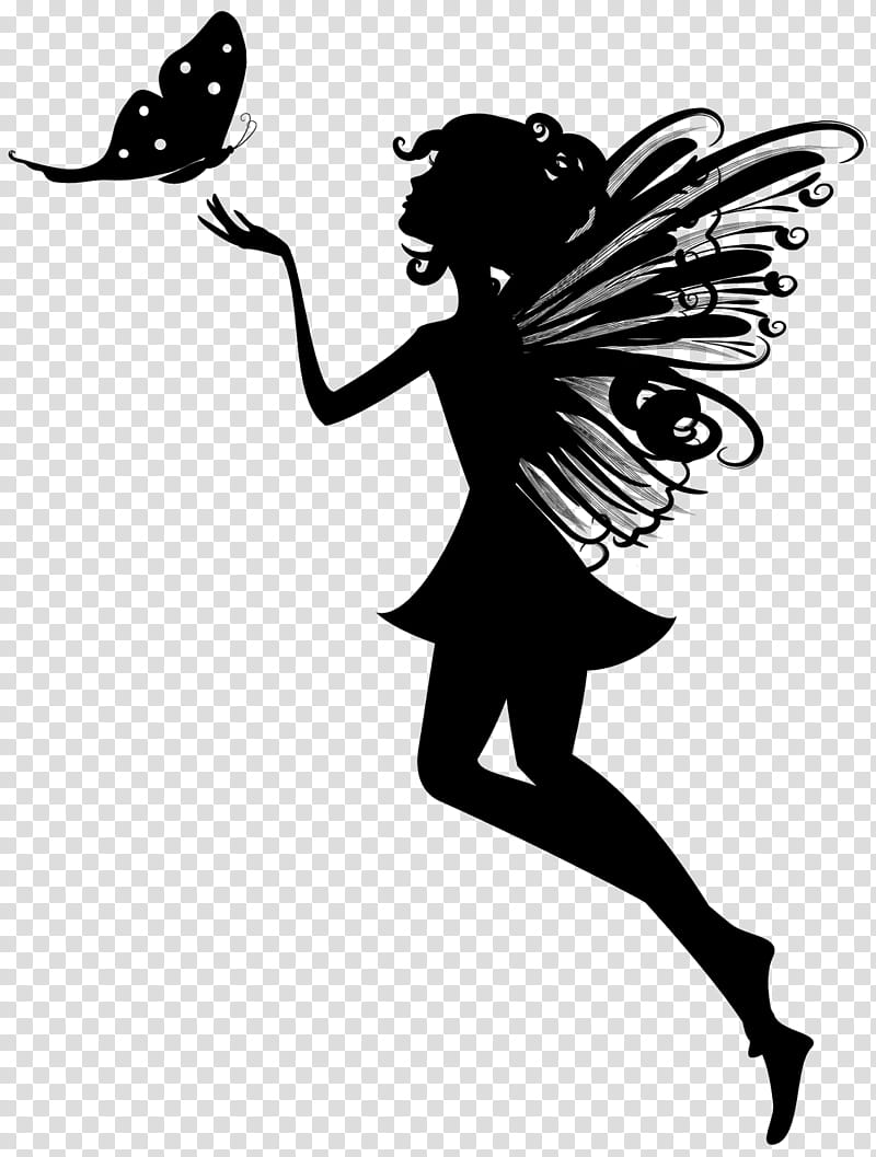 Angel, Silhouette, Fairy, Visual Arts, Drawing, Blackandwhite, Athletic Dance Move transparent background PNG clipart
