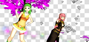 Happy Synthesizer GUMI and Luka, two anime characters standing beside each other transparent background PNG clipart thumbnail