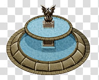 RPG Maker VX Fountain, round brown concrete fountain filled with water art transparent background PNG clipart
