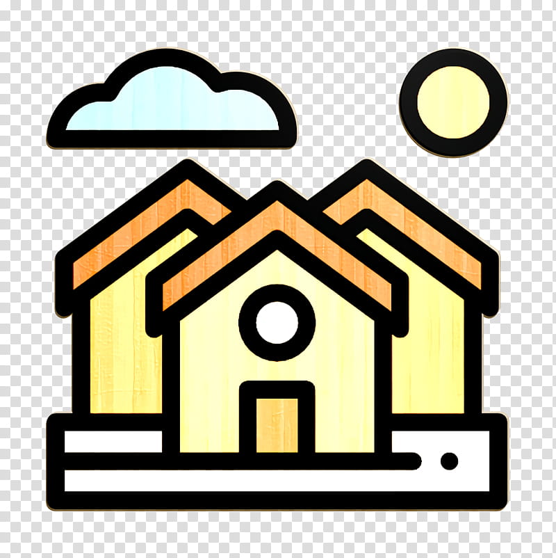 Houses icon Neighborhood icon In the Village icon, Line, Symbol transparent background PNG clipart