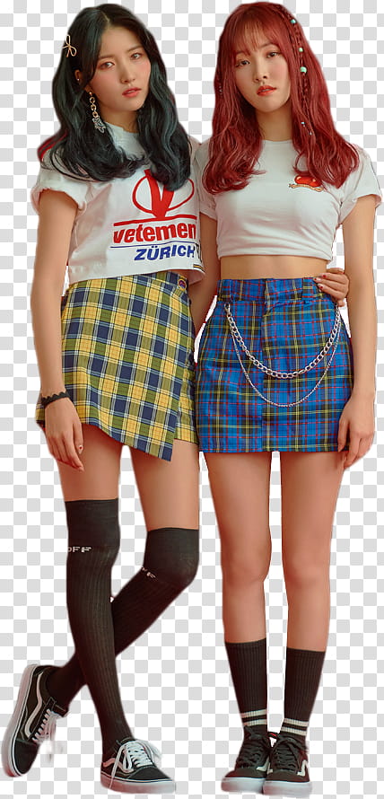 GFriend Sunny Summer PT, two women standing wearing miniskirts transparent background PNG clipart