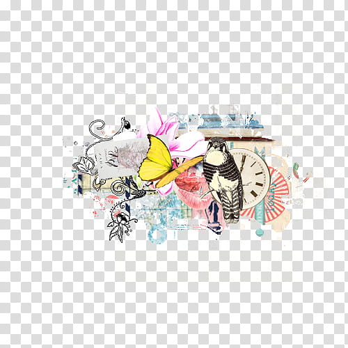 Mixed Set , yellow butterfly and gray owl illustration transparent background PNG clipart