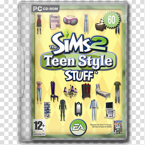 Game Icons , The-Sims--Teen-Style-Stuff, closed The Sims  Teen Style Stuff PC CD-ROM case transparent background PNG clipart
