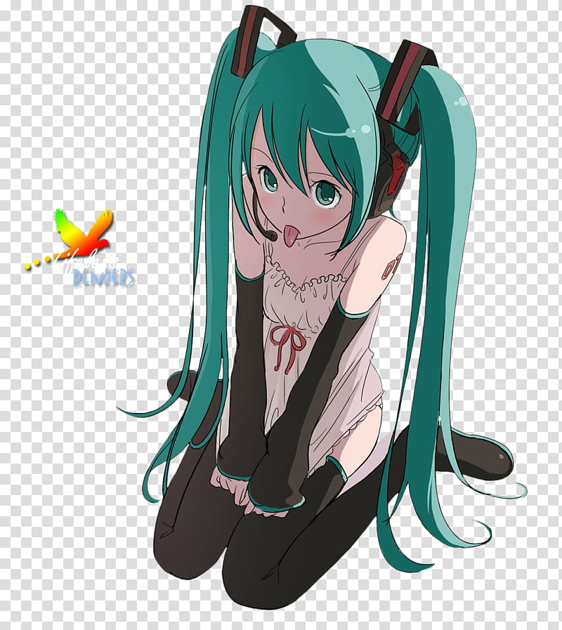Yet Another Miku Render, woman with green hair anime character transparent background PNG clipart