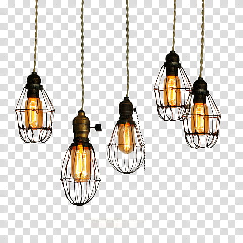 Ash Watcher , five brown pendant lamps transparent background PNG clipart