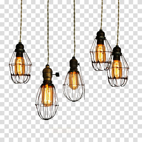 Ash  Watcher , five brown pendant lamps transparent background PNG clipart