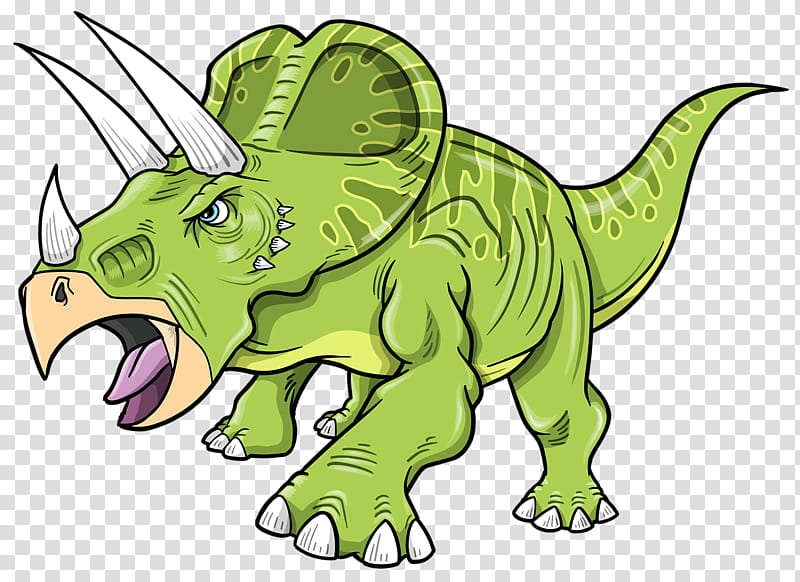 Dinosaur, Triceratops, Tyrannosaurus, Drawing, Cartoon, Green, Line, Animal Figure transparent background PNG clipart