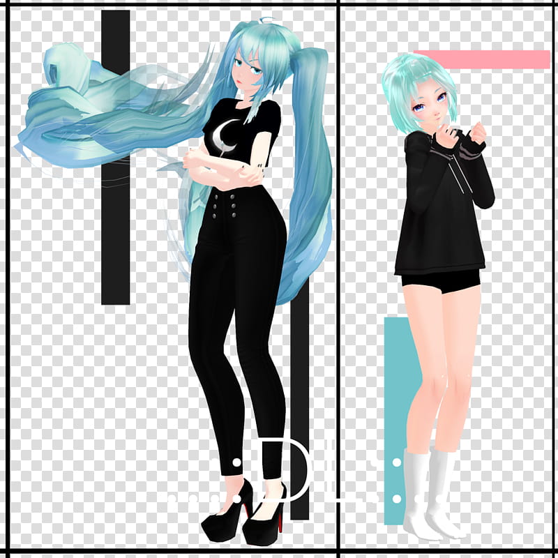 Tda Moody and Cutie Miku || DL transparent background PNG clipart