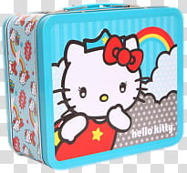 Hello Kitty Set, blue and white Hello Kitty lunchbox transparent background PNG clipart