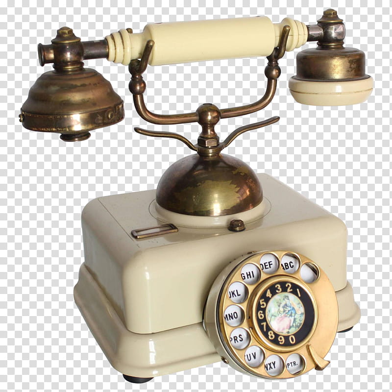white and brwon telephone transparent background PNG clipart