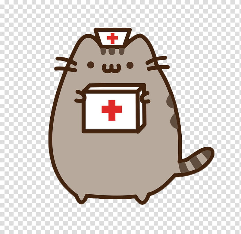 Pusheen the Cat, gray cat holding medical kit illustration transparent background PNG clipart