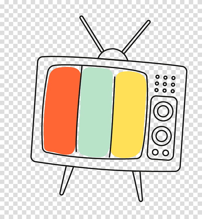 Tv, Television, Color Television, Television Set, Cartoon, Yellow, Text, Line transparent background PNG clipart