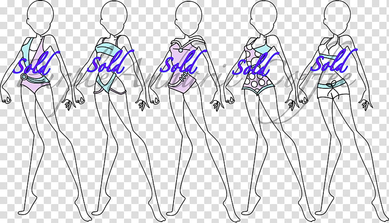 Swimwear Adoptables ALL GONE, line art illustration of womens transparent background PNG clipart