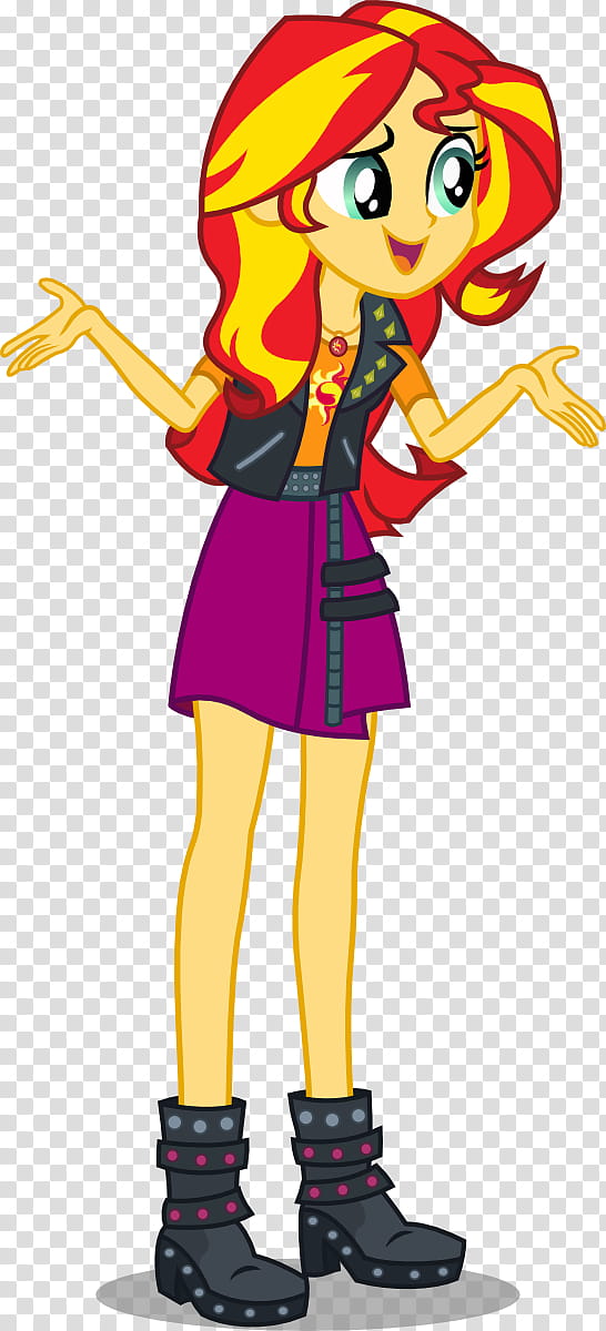 Sunset Shimmer, EQG Shorts, red and yellow haired woman illustration transparent background PNG clipart